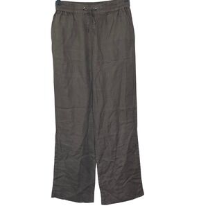 Marciano Los Angeles Women Brown Linen Wide Leg Drawstring Pants 72G124W7E00 S